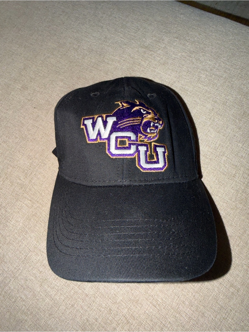 Black Baseball Cap with Purple & Gold WCU Logo 💜🖤🐈